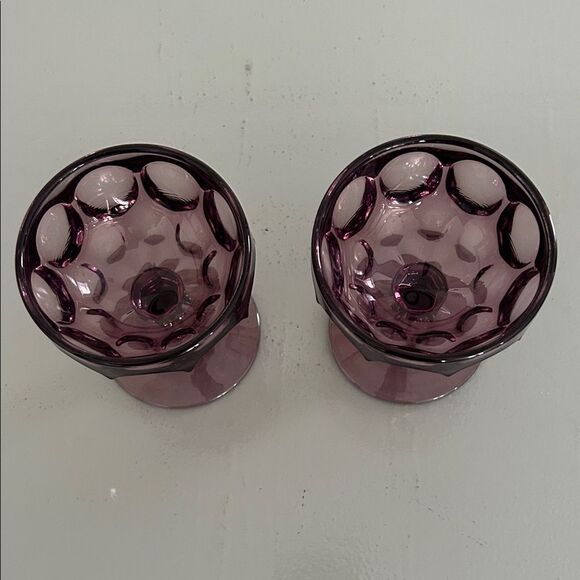 Vintage Imperial Glass Provincial Thumbprint Amethyst glasses Set of 2. 4 in H - Picture 4 of 5